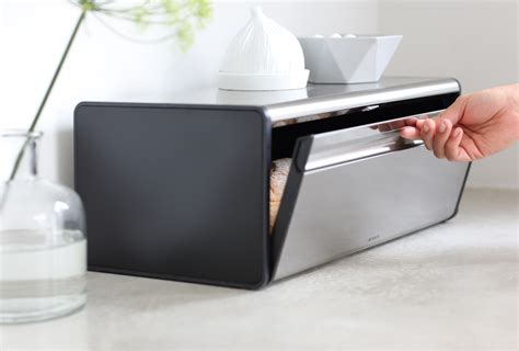 brabantia fall front bread box - matte steel|Brabantia drop front bread bin.